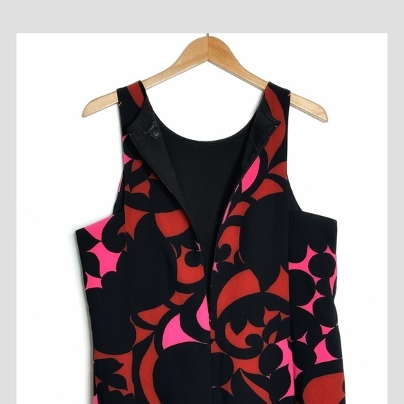 Ann Taylor Plus Size Shift Dress Sleeveless Retro Print Black Bright Pink Sz 16 - Picture 6 of 16